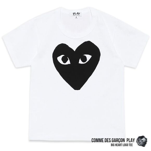 COMME DES GARÇONS PLAY KIDS BIG HEART LOGO TEE IN WHITE UNISEX CHILDREN’S SIZE 4 - Picture 2 of 13